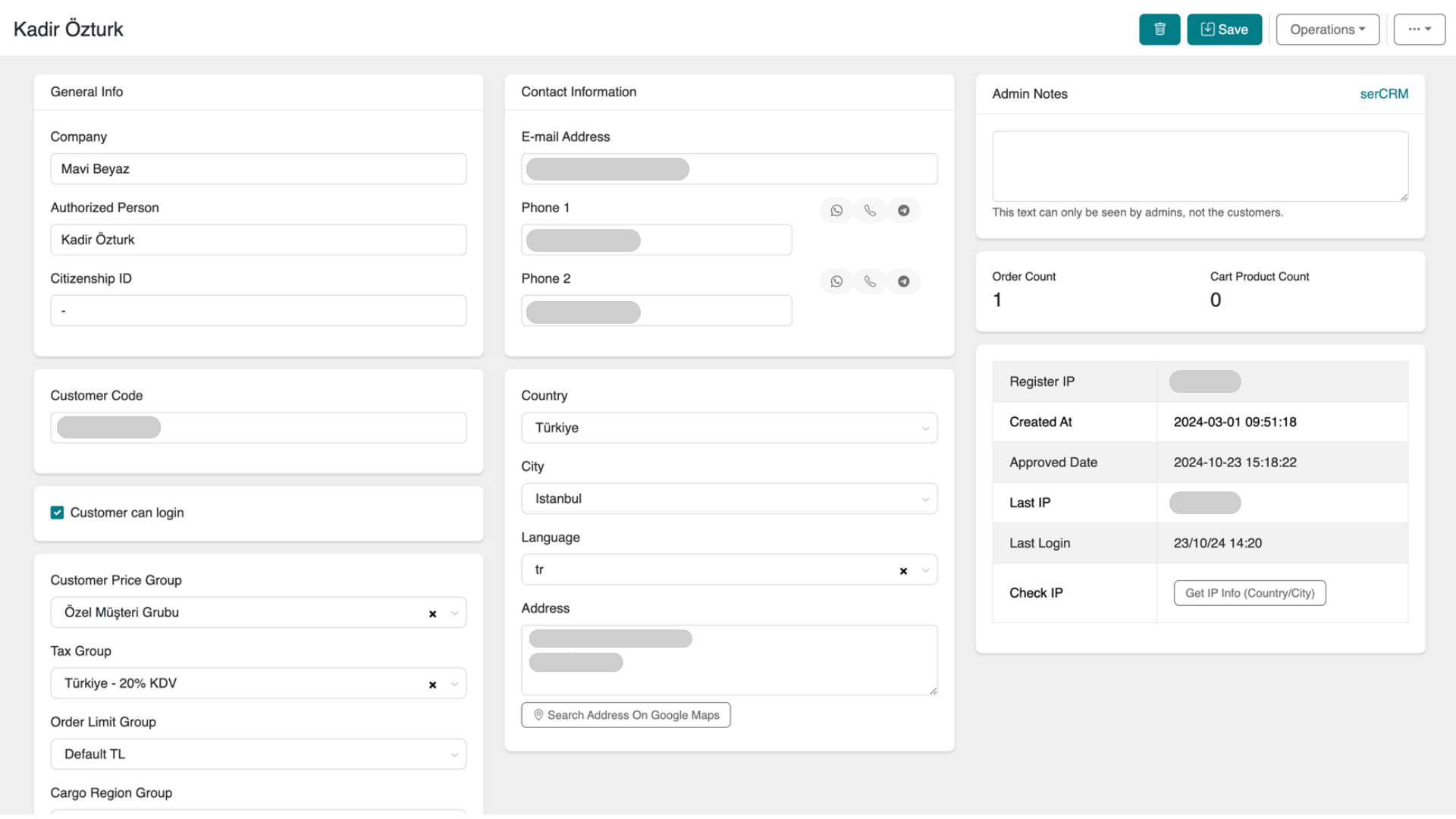 Customer Detail Page