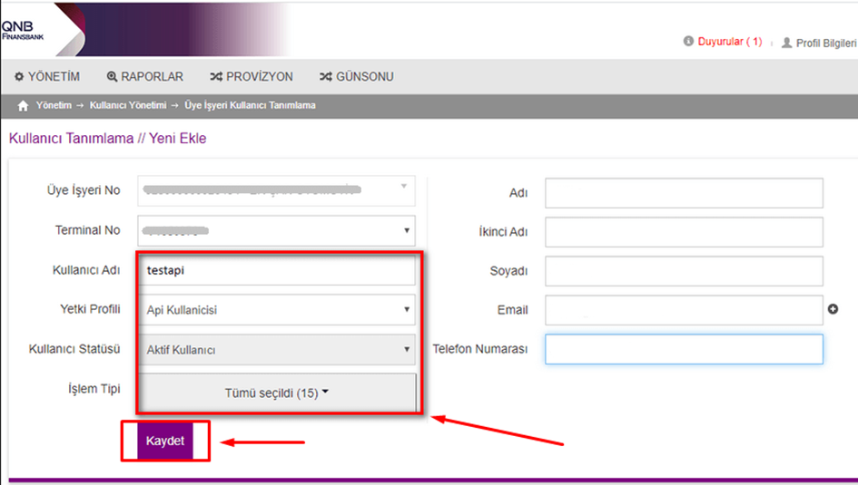 Paneldeki Sanal POS Ayarları