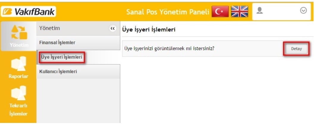 Paneldeki Sanal POS Ayarları