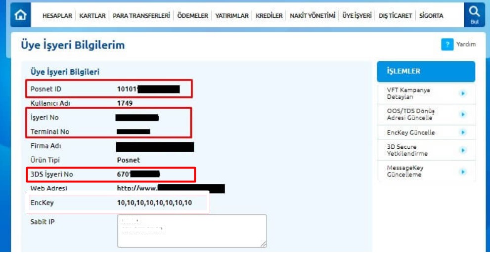 Paneldeki Sanal POS Ayarları
