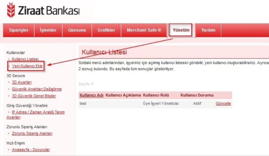 Paneldeki Sanal POS Ayarları