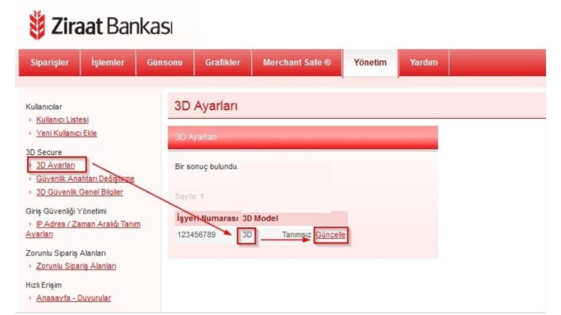 Paneldeki Sanal POS Ayarları