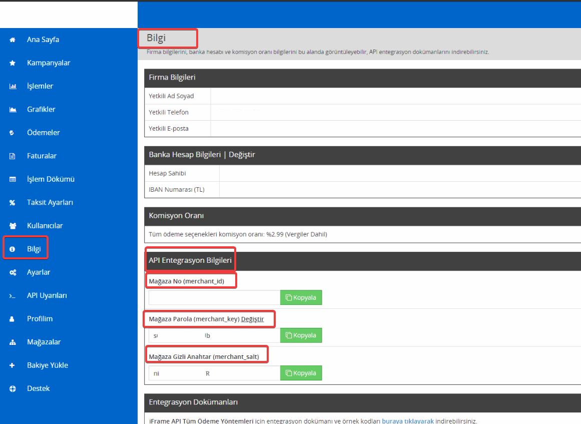 Paneldeki Sanal POS Ayarları